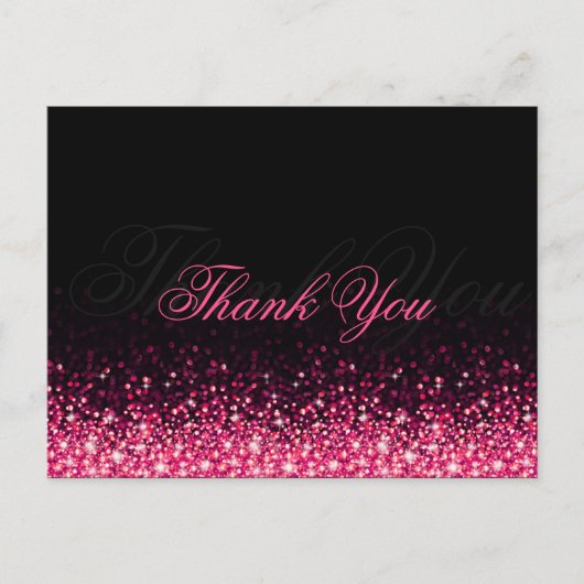 Glanz Pink Glitzer Black Danke Postcard Postkarte (Vorderseite)