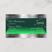 Glanz-Sterne-Grüne Silber-Grenzen mit Logo Visitenkarte (Rückseite)