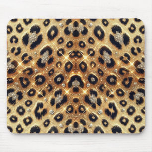 Glänzend Glamour Gold Schwarz Leopard Cheetah Druc Mousepad