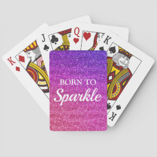 Glänzend lila und rosa glitzernde Born to Sparkle Spielkarten
