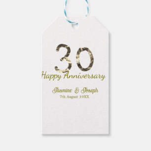 Glänzend Metallisch 30. Frohes Jubiläum Name hinzu Geschenkanhänger