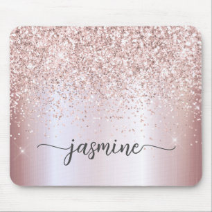 Glänzend Roségold Glitter Metallisches Monogramm N Mousepad
