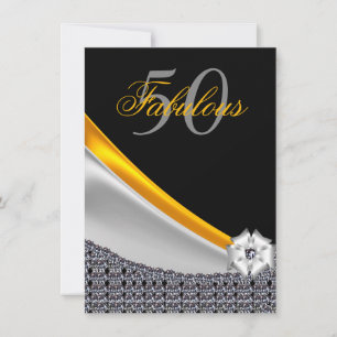 Glänzend Schwarz und Gold Fabelhaft 50. Geburtstag Einladung