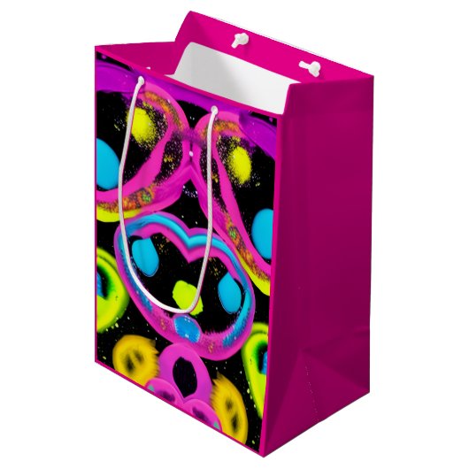 glänzende abstrakte Kunst Mittlere Geschenktüte (Vorderseite Schrägansicht)