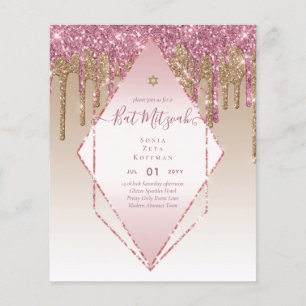 Glänzende BAT MITZVAH Einladungen Glitter Funkeln  Flyer