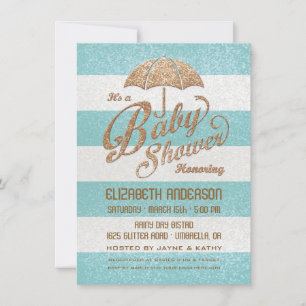 Glänzende blau-goldene Babyparty-Einladung für ein Einladung