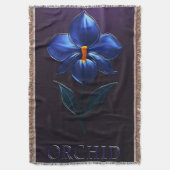 Glänzende Blaue Orchidee – Botanische Kunst Decke (Vorderseite Vertikal)