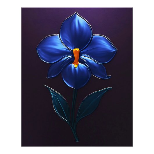 Glänzende Blaue Orchidee – Botanische Kunst Fotodruck (Vorne)