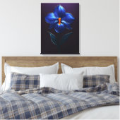 Glänzende Blaue Orchidee – Botanische Kunst Leinwanddruck (Insitu (Schlafzimmer))