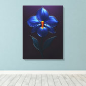 Glänzende Blaue Orchidee – Botanische Kunst Leinwanddruck (Insitu (Holzboden))