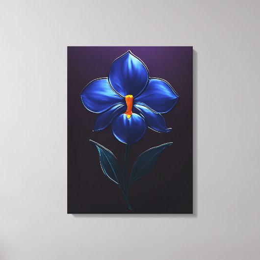 Glänzende Blaue Orchidee – Botanische Kunst Leinwanddruck (Vorderseite)