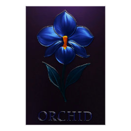 Glänzende Blaue Orchidee – Botanische Kunst Poster