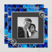 Glänzende blaue Rosen u. Diamant-Wirbel, der CSTM Einladung (Vorne/Hinten)