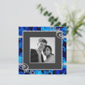 Glänzende blaue Rosen u. Diamant-Wirbel, der CSTM Einladung (Stehend Vorderseite)