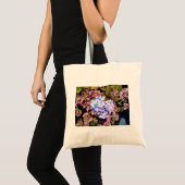 Glänzende blaue und lila Hydrangea-Blumen Tragetasche (Vorderseite (Produkt))
