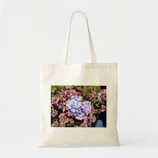 Glänzende blaue und lila Hydrangea-Blumen Tragetasche (Vorne)