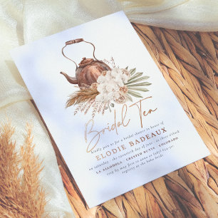 Glänzende Boho-Floral-Pampasgras-Tee-Brautjungfern Folieneinladung