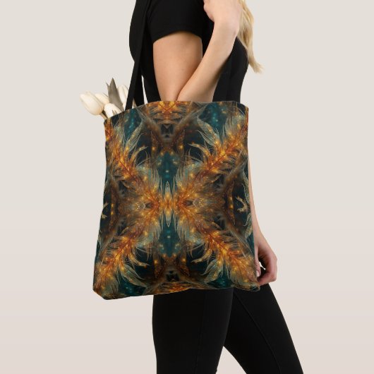 Glänzende braune Federn Tasche (Von Nahem)