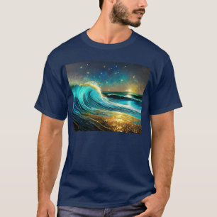 Glänzende divergente Ozeanwellen T-Shirt