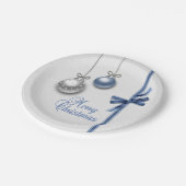 Glänzende elegante Weihnachtsbälle Pappteller (Schrägansicht)