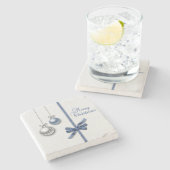 Glänzende elegante Weihnachtsbälle Steinuntersetzer (Seitenansicht)