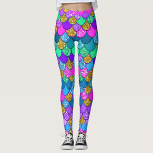 Glänzende Farbige Mehrfarbige Meerjungfrau-Schuppe Leggings