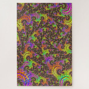 Glänzende Farbige Spirale Abstrakte Digitale Frakt Puzzle
