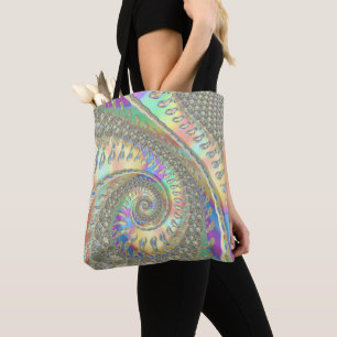 Glänzende Farbige Spiralfraktal Digitale Abstrakte Tasche