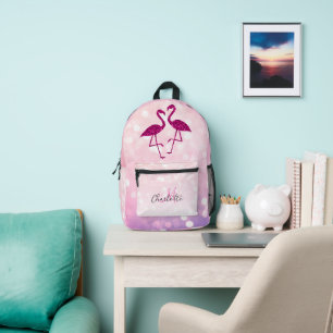 Glänzende Flamingos Rosa Glitter funkelt Monogramm Bedruckter Rucksack