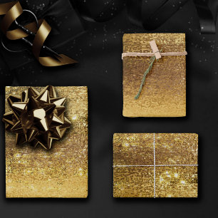 Glänzende Folie   Goldenes Bronze Kupfer Faux Glit Geschenkpapier Set