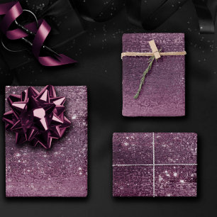 Glänzende Folie   Rosa Gold Mauve Rosa Rouge Faux  Geschenkpapier Set