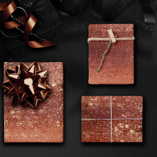Glänzende Folie   Terrakotta Stauborange Faux Schi Geschenkpapier Set
