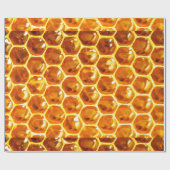 Glänzende gelbe Bienenwabe deckt Muster mit Geschenkpapier (Flach)