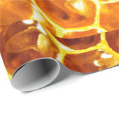 Glänzende gelbe Bienenwabe deckt Muster mit Geschenkpapier (Rolleneckpunkt)