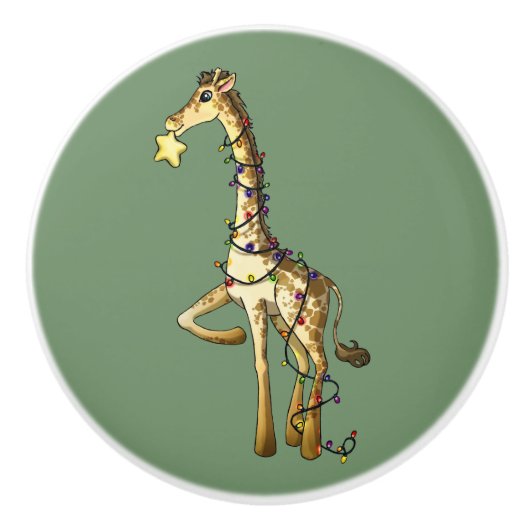Glänzende Giraffe Keramikknauf (Vorderseite)