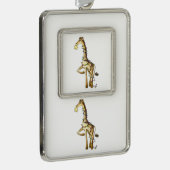 Glänzende Giraffe Rahmen-Ornament Silber (Rechts)