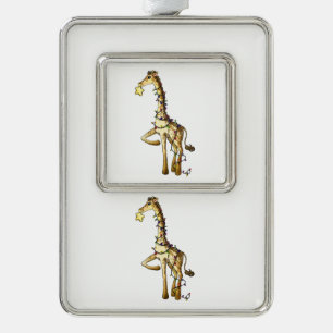 Glänzende Giraffe Rahmen-Ornament Silber