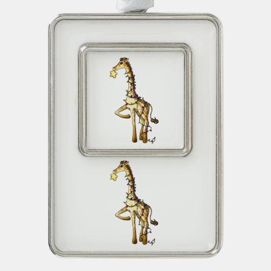 Glänzende Giraffe Rahmen-Ornament Silber (Vorderseite)