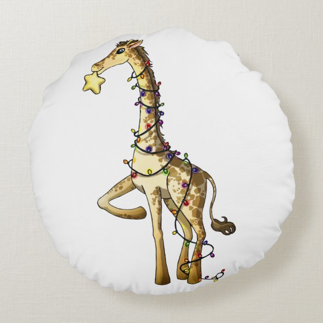 Glänzende Giraffe Rundes Kissen (Rückseite)