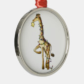 Glänzende Giraffe Silbernes Ornament (Rechts)