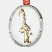 Glänzende Giraffe Silbernes Ornament (Links)