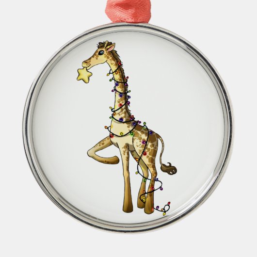 Glänzende Giraffe Silbernes Ornament (Vorne)