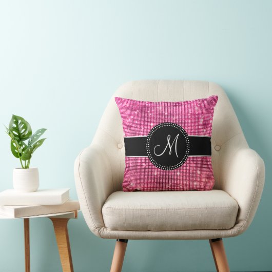 Glänzende Glitzern-mit Monogramm Kissen (Stuhl )