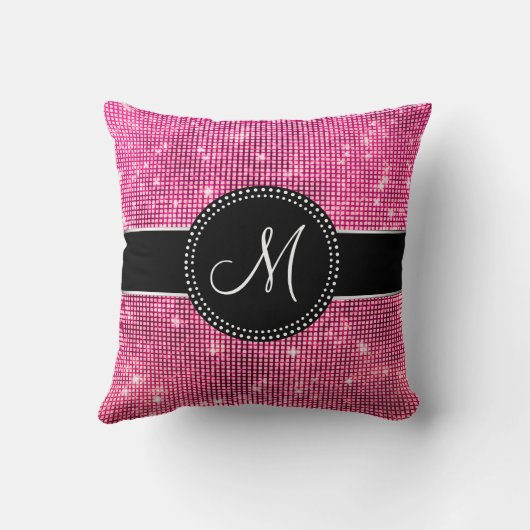 Glänzende Glitzern-mit Monogramm Kissen (Rückseite)