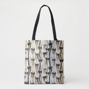 Glänzende Gold Silber Schwarze Bänder Schleifen We Tasche