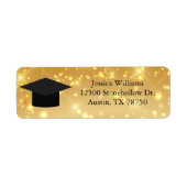 Glänzende Goldene Abschluss-Cap-Chic-Rücksendeadre (Vorne)