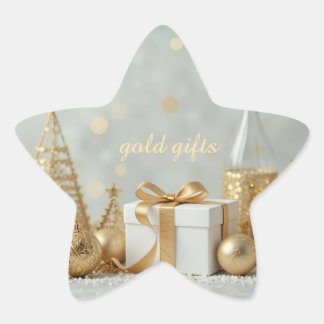 glänzende goldene Geschenke Stern-Aufkleber