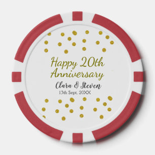 Glänzende goldene Punkte zum glücklichen 20. Hochz Pokerchips