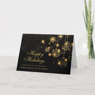 Glänzende goldene Weihnachtskugeln Firmenbegrüßung Feiertagskarte