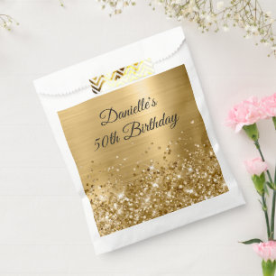 Glänzende Goldfolie 50. Geburtstag Geschenktütchen